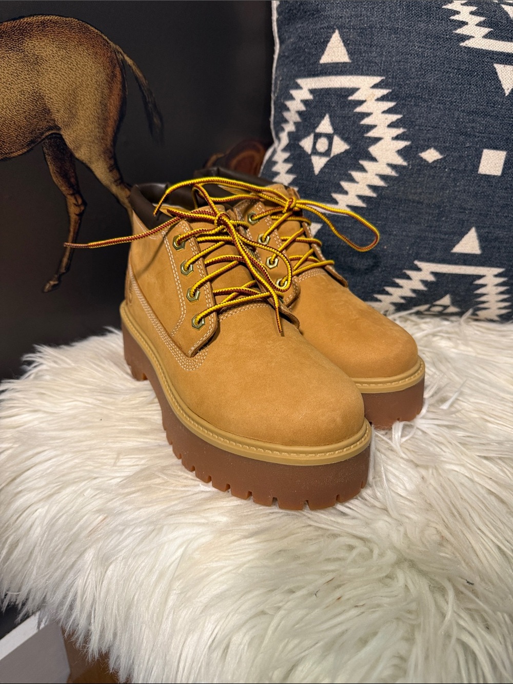Women’s Tan Platform Lace-Up Timberland Ankle Boots